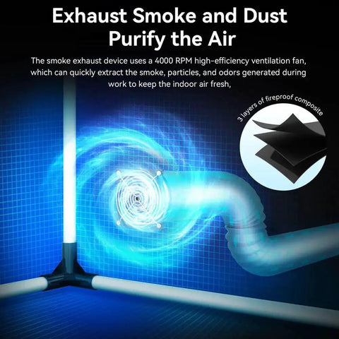 Integrated Laser Engraver Enclosure With LED Light And Vent Kit For Most Laser Cutters Smoke Odor And Noise Shield Eye Protection Tent 720 By 720 By 400 Millimeter Enhanced Bottom Design For Pro Grade Airflow And Debris Capture with smoke exhaust layout