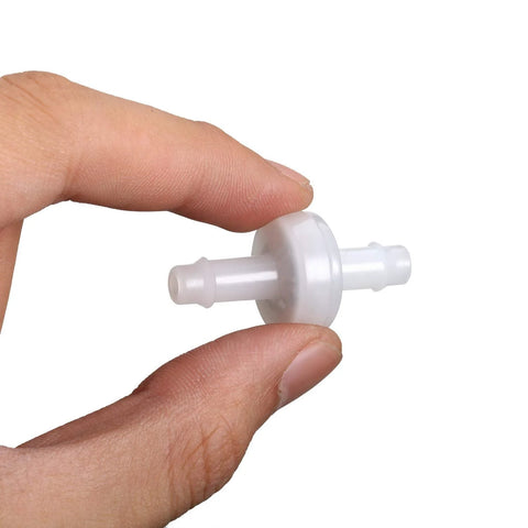 Mudder 6mm PVDF check valve, white inline one-way valve held between fingers
