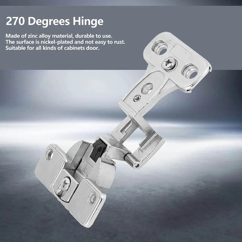 270 Degree Zinc Alloy Full Open Folding Cabinet Wardrobe Hinge in nickel-plated zinc alloy for furniture with smooth open-close