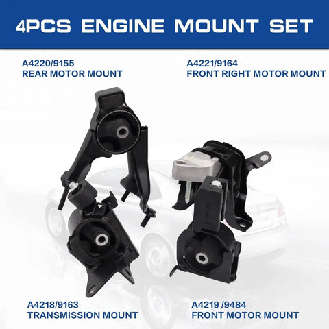 Engine And Transmission Mounts Set For 2003 To 2008 Toyota Corolla Matrix And Pontiac Vibe 1.8L Auto Transmission Replacement