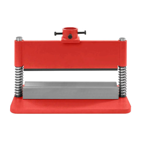 Beefed Up Heavy Duty 12 Inch Press Brake Attachment For Hydraulic Shop Presses with Dual Spring Design, shown front view.