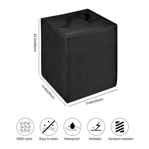 Heavy Duty Waterproof Anti Static Nylon Dust Cover For Saturn 4 Ultra 16K Resin 3D Printer with dimensions and features icons.