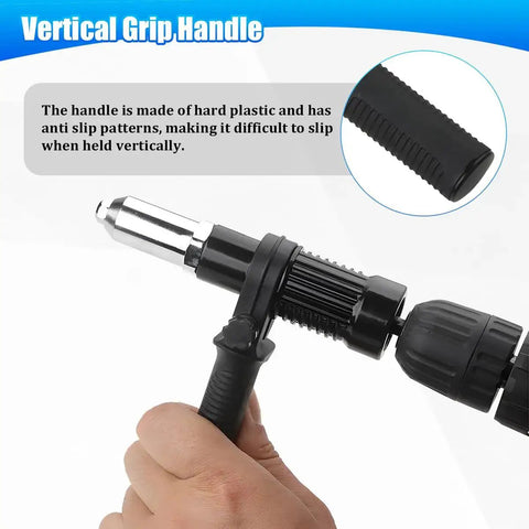 Pro Grade Car Cordless Rivet Gun Adapter Kit For Drill Universal Riveting Tool With Four Rivet Heads in hand
