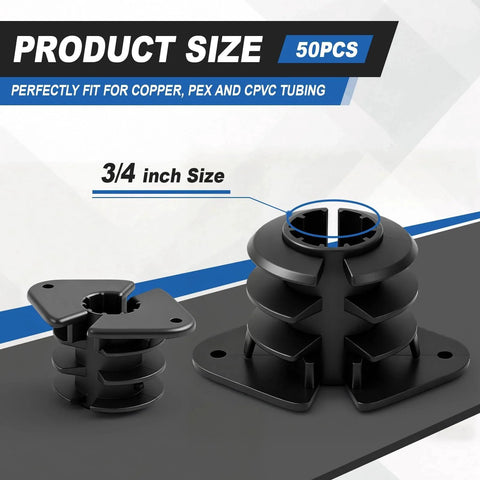 3/4 Inch Thru Isolation Clamp Pack For Pex, Copper, CPVC, And Wood Pipes, 50 Pcs Briwooody Durable Plastic Stud Clamps