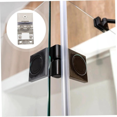 Heavy Duty Glass Door Hinge For Cabinets And Display Units With Screws, Clamp Style Glass Hinge installed on glass panels