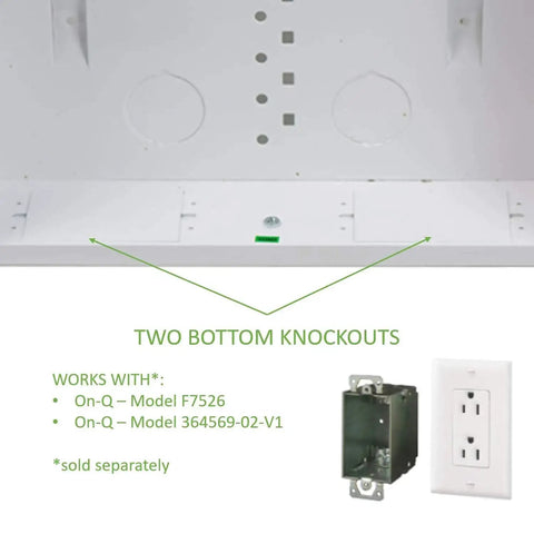 28 Inch Structured Media Enclosure With Hinged Locking Door showing two bottom knockouts for wiring and compatible products