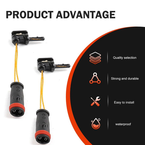 Merdege brake pad sensor lines, 4 pcs, black sensors with yellow wires and red seals