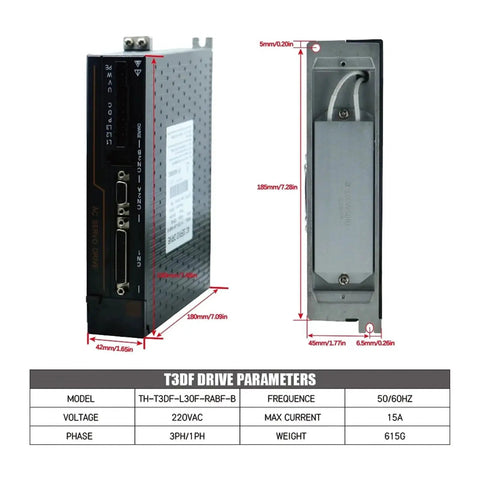 1pc 130ST-M15025 servo motor with T3DF drive module, 3.8kW, 220V AC, 15Nm, RS485, brake