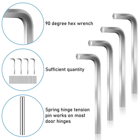 Spring Hinge Tension Pin Replacement Kit With 20 Stainless Steel Shelf Pins And 4 Hex Wrenches for garage door hinges.