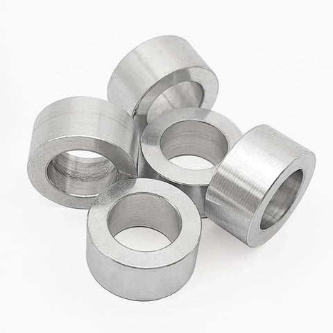 Five Pack M12 Aluminum Spacers 12.5 Mm Inner Diameter 20 Mm Outer Diameter 10 Mm Length Unthreaded Standoff Bushings Plain Finish