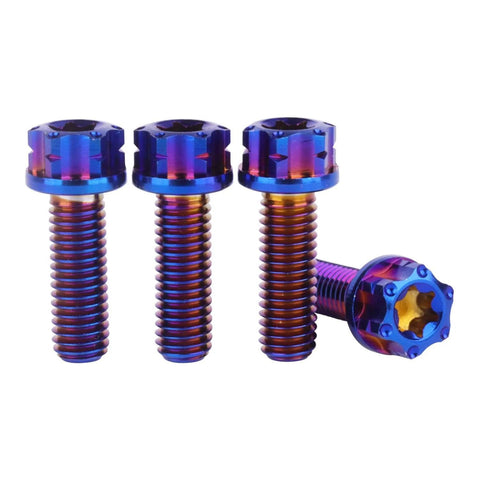 Burnt Blue Titanium Flange Torx Head Bolts M5 Pack Of 4 In 10 15 20mm Lengths Grade 5 Titanium Alloy 6AL4V Lightweight Yet Ultra Strong