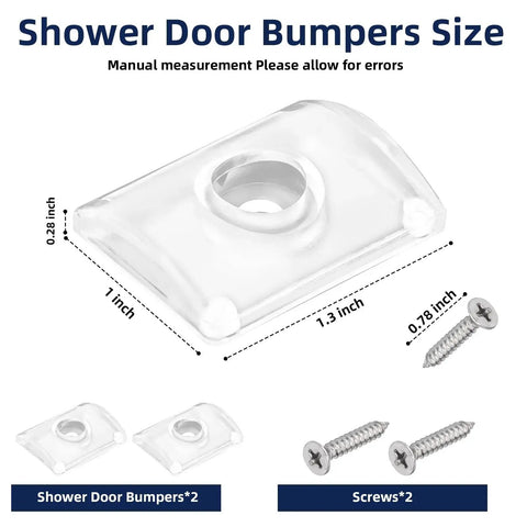 Glass Shower Door Bumpers For Sliding Doors With Screws, Wall Jamb Stopper Replacement Parts For Shower Enclosures, Fits 1 Inch Or 1.3 Inch Door Frames, Clear Bumpers With Mounting Screws, Reduces Sliding Noise Scratching And Door Movement Set Of 2.