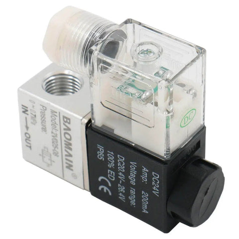 Direct Action Pneumatic Solenoid Valve 2 Way 2 Position 24V DC 3mm Orifice PT Quarter Inch Thread 0 To 10 Kgf Per Cm2