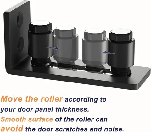 Sliding Barn Door Bottom Floor Guide Roller Set, Black, Quiet And Smooth Operation, Adjustable For A Tight Fit, No Fuss Easy Install, Durable Steel And Nylon Construction With Anti-Corrosion Finish, Includes 2 Rollers