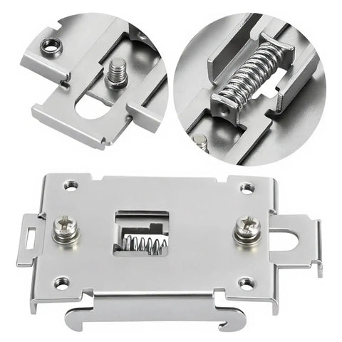 Two Pack 35mm DIN Rail Mount Brackets With Screws, Stainless Steel Relay Rail Clips For Solid State Relays And Single Phase Installations