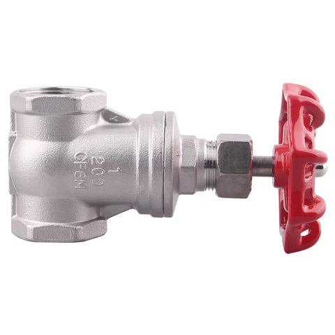 GOVALVE 2-inch NPT gate valve, stainless steel body, female x female, red wheel handle, for water oil gas.