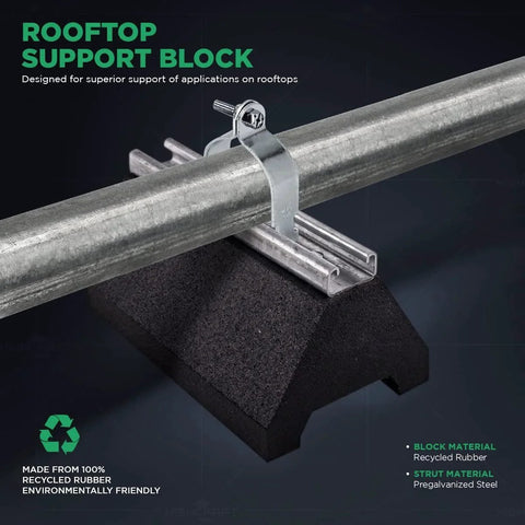 Rooftop Pipe Support Block With Galvanized Steel Strut For Conduit And HVAC Workhorse Sleeper Curb Replacement 750 Pound Capacity