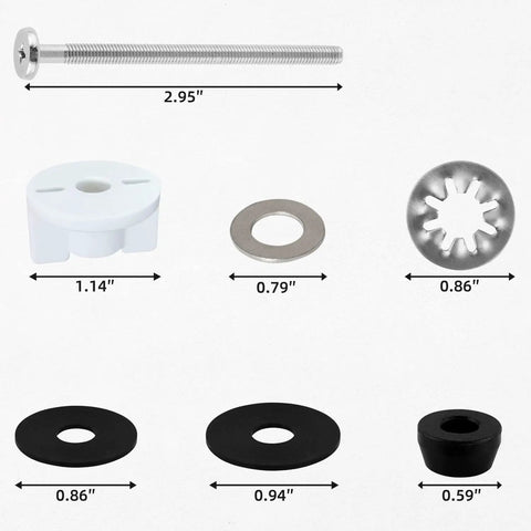Universal 2Pcs Toilet Seat Bolts Kit For Kohler, American Standard, Toto, And Glacier Bay, 3 Inch Stainless Steel Screws, washers, nuts