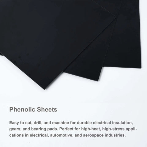 Black Phenolic Sheets 12x12 Inch One Eighth Inch Thick Pack of 3 Laminated Resin Boards for Electronics Fixtures DIY Projects and Crafts Pro for Electrical Enclosures Spacers and Prototyping, stacked sheets.