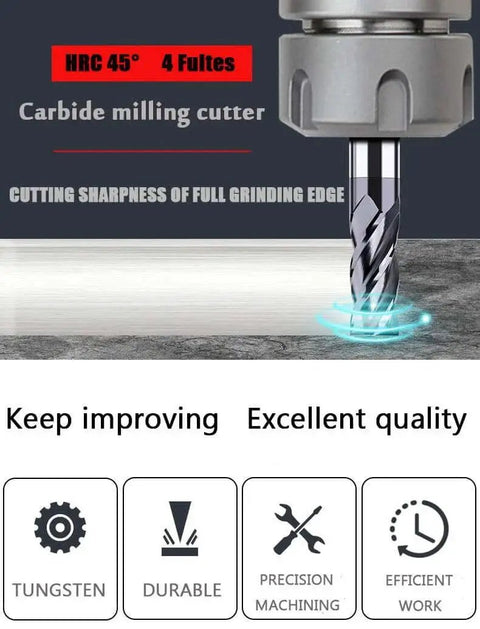 Half Inch Carbide Square End Mill With Four Flute Design And AlTiN Coating For High Performance Cutting HRC 45 Wear Resistant Micro Grain Carbide For Aluminum And Steel Machining