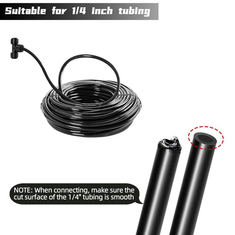 30-pack quick-connect 1/4 inch drip irrigation couplings, black straight fittings with coiled tubing