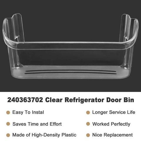 Refrigerator Door Bin Side Shelf 2-Pack, Clear Replacement for Frigidaire and Kenmore Refrigerators, 14.3 x 4.2 x 5.5 in