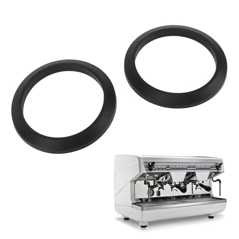 57mm Silicone Group Head Gasket Seal for Espresso Machines Replacement Brew Seal Ring for Nuova Simonelli, shown with espresso machine