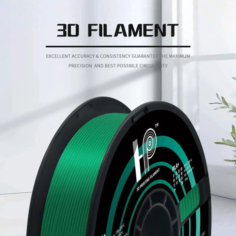 Silk PLA Filament 1.75mm 1Kg Spool For 3D Printers, Dope Silk Green With Smooth Finish, 0.02mm Dimensional Tolerance, USA Made