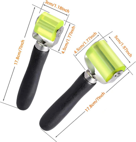 Facmogu two-size car sound deadening roller with neon green wheels and black handles.