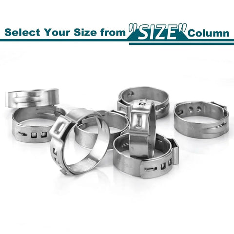50 Pack One Half Inch PEX Cinch Clamps Stainless Steel Rings Pinch Clamps For PEX Tubing Pipe Fitting Connections Premium 304 Stainless