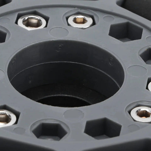 Close-up of 100mm Nylon Rubber Omni Wheels built for robot race vehicles with durable double row design and 360 degree omnidirectional movement