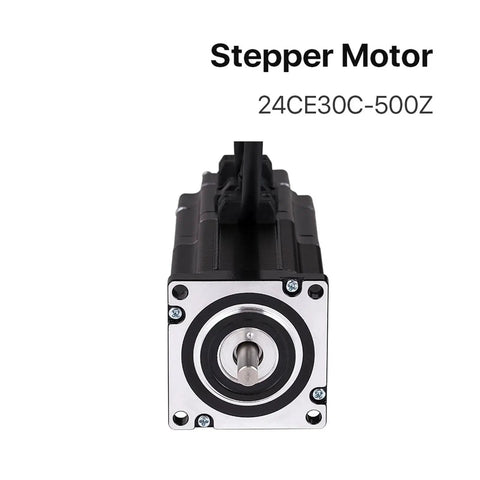 Front view of NEMA 24 closed-loop stepper motor with silver mounting face and black housing.