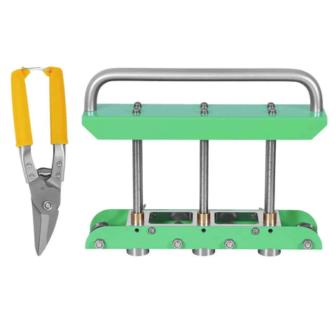 Heavy Duty Sheet Metal Bender Station Disc Bending Machine with snips for 0 to 90 degree bends on steel, aluminum, and copper.