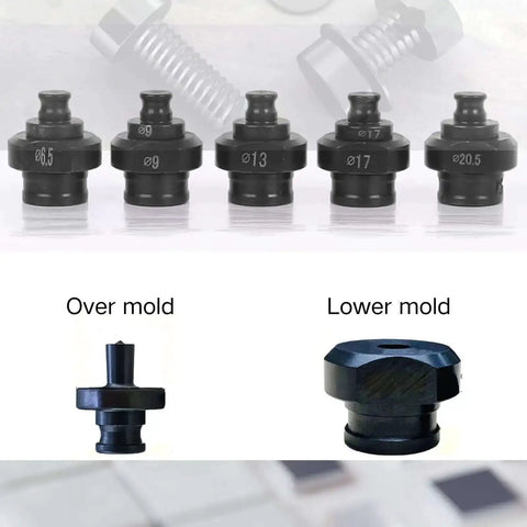 Heavy Duty 20 Piece Round Hole Punch Die Set For Electric Hydraulic Punch Tool with spring steel pieces displayed.