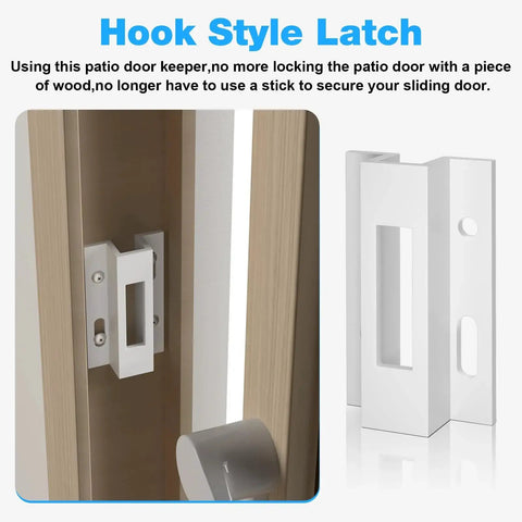 Sliding Door Keeper And Hook Style Latch Replacement E2124 Latch Lock For Micron 1200 Series And Viking Sliding Glass Doors With White Extruded Aluminum Construction For Durable Performance 1 Pack