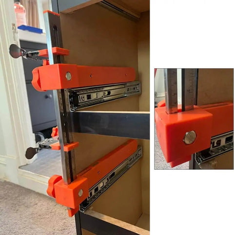 Pro Grade Drawer Slide Installation Kit with Laser Dual Scale Markings and Magnetic Arm for quick, precise cabinet mounting