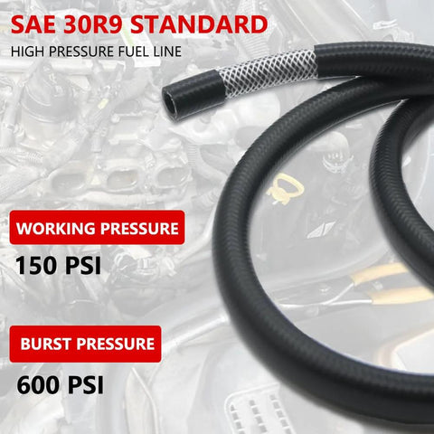 Byredio push-on fuel hose, black NBR, 3/4 in (19 mm) ID, 10 ft high-pressure fuel line