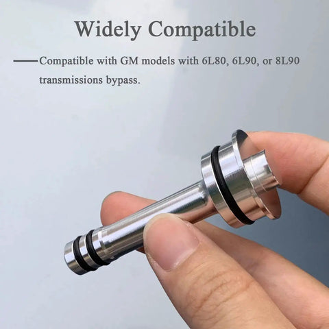 Close-up of a CNC machined aluminum valve with Buna O-rings from 2 Pack 6L80 6L90 8L90 Transmission Thermostat Bypass Kit for GM Transmissions