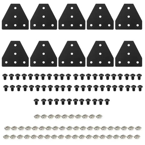 10 Pack 2020 T Plate Corner Bracket For 8020 Aluminum Extrusion T Slot Connector With 50 T Nuts And Screws Black Finish Wrench Included