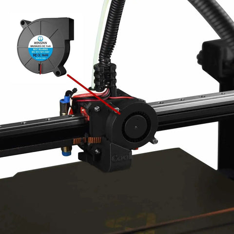 3D printer with 50mmx15mm 5015 Blower Fan 24V For 3D Printers Brushless Cooling With Hydraulic Bearing Turbo Turbine installed