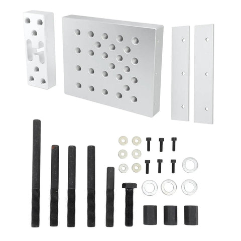 Drill Press Support Plate Set For 30 Ton Car Wheel Hub Bearing Bushing Repair And Installation Heavy Duty Adjustable Base Plate Tool For Pressing And Removing Bearings, including anti-slip plates and bolts.