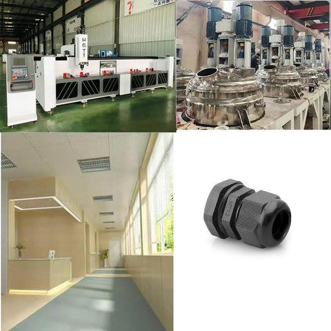 10 Pack 1/2 Inch NPT Cable Gland Waterproof IP68 Nylon Pass Through Cord Grip Connector With Strain Relief Grommets shown close-up