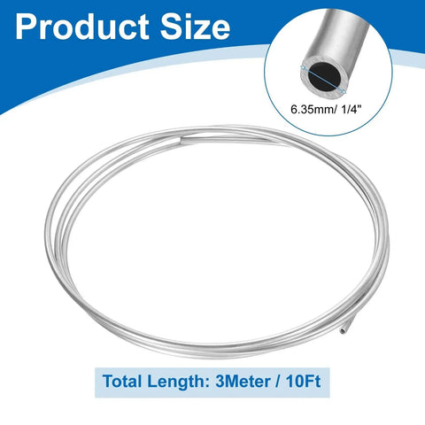 Stainless Steel Tubing Coil One Quarter Inch Outer Diameter Ten Feet Welded 304 Stainless Steel Tube Silver Tone Durable Industrial Grade Pipe