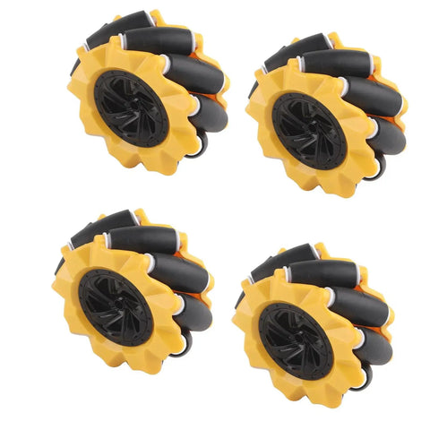Mecanum Wheel Omni Directional Robot Car Kit Two Pairs 80mm ABS Rubber Yellow Black For DIY Projects