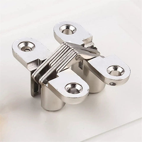Hidden Concealed Cross Door Hinge 8x42mm With Screw For Wood Or Metal Doors And Cabinets Folding Doors Windows 180 Degree Swing Silver DIY