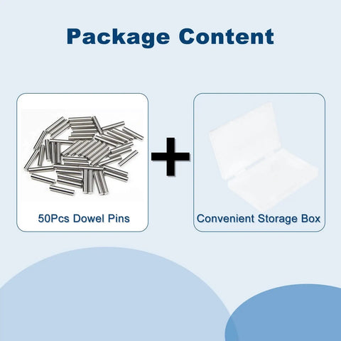 Image of 50 pieces of M5 X 30mm Dowel Pins, 304 Stainless Steel Cylindrical Locating Pins for shelves with storage box included.