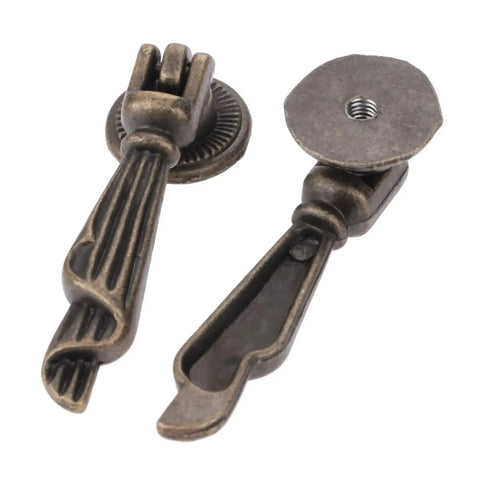 Antique Bronze Metal Drawer Cabinet Pulls 2 Pack With Screws, Single Hole Drop Handles 0.75 X 2.36 Inches, Rust Resistant Iron