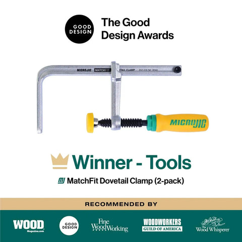 MatchFit Dovetail Clamps for Woodworking Track System Tools 2 Pack Yellow Green Pro Grade Quick Setup Clamping image