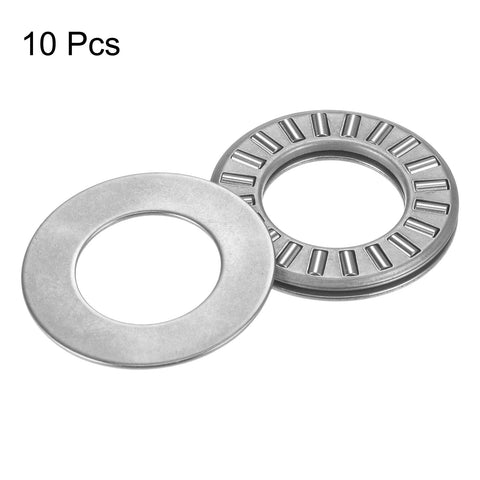 uxcell TC1018 thrust needle roller bearings with washers, metal, 5/8 in bore, 1-1/8 in OD, 5/64 in thick, 10 pcs