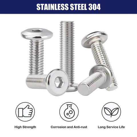 30 Piece M6 30mm Flat Head Hex Socket Cap Screws Bolts In 304 Stainless Steel 18 8 Fully Threaded Hex Drive Fasteners